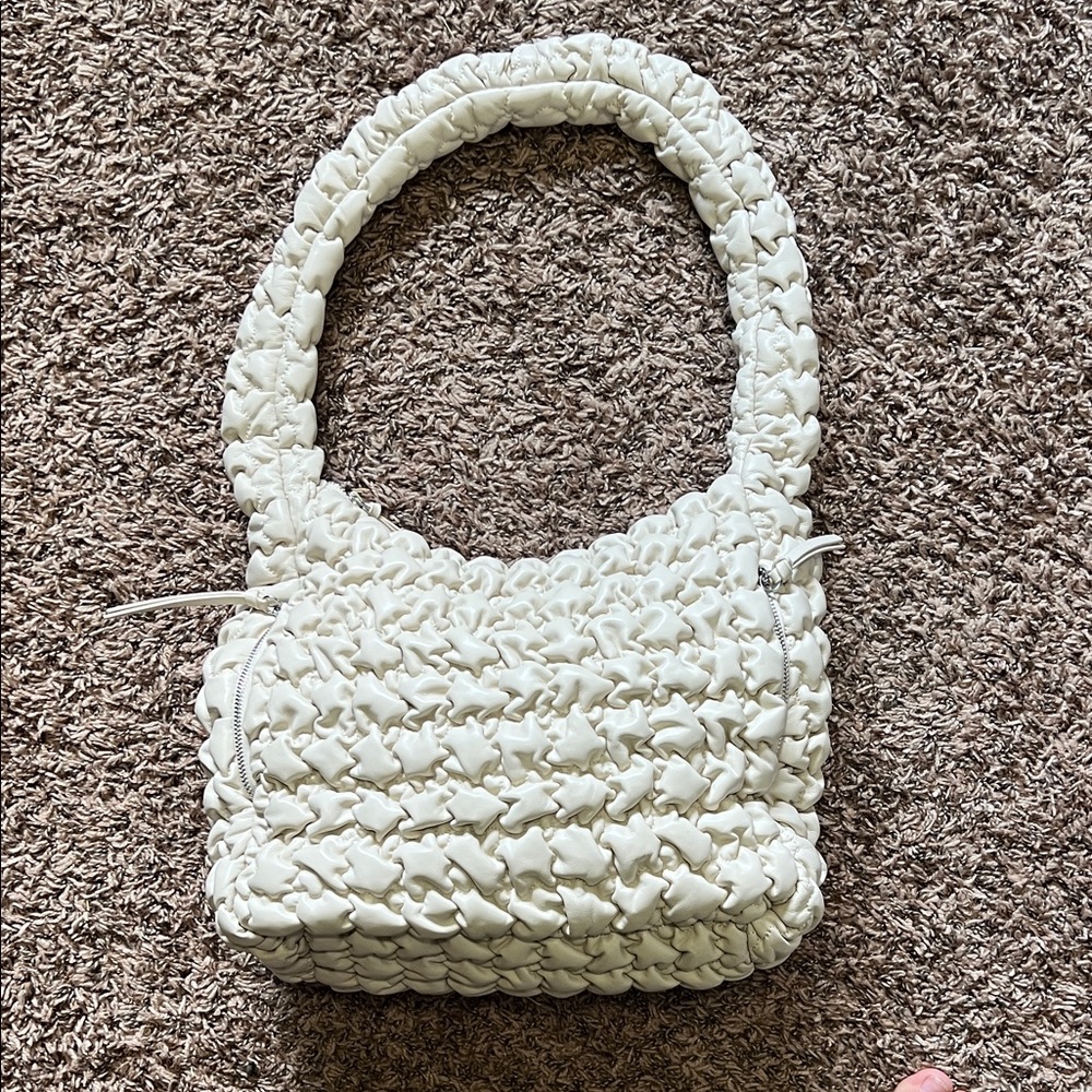 Sondra Roberts Ivory Quilted Large HOBO Shoulder Bag